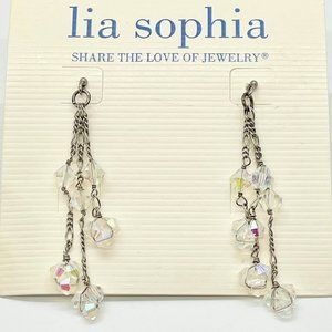 Lia Sophia OPULENCE Chandelier Earrings w Aurora Borealis Crystal Beads Rare NEW